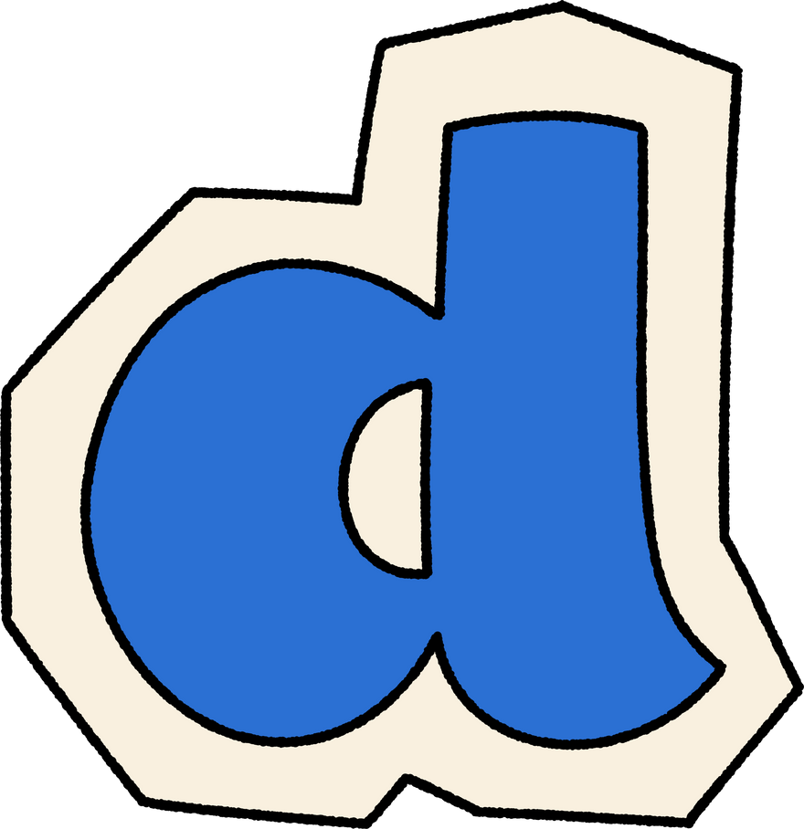Ransom note letter hand drawn alphabet lowercase D